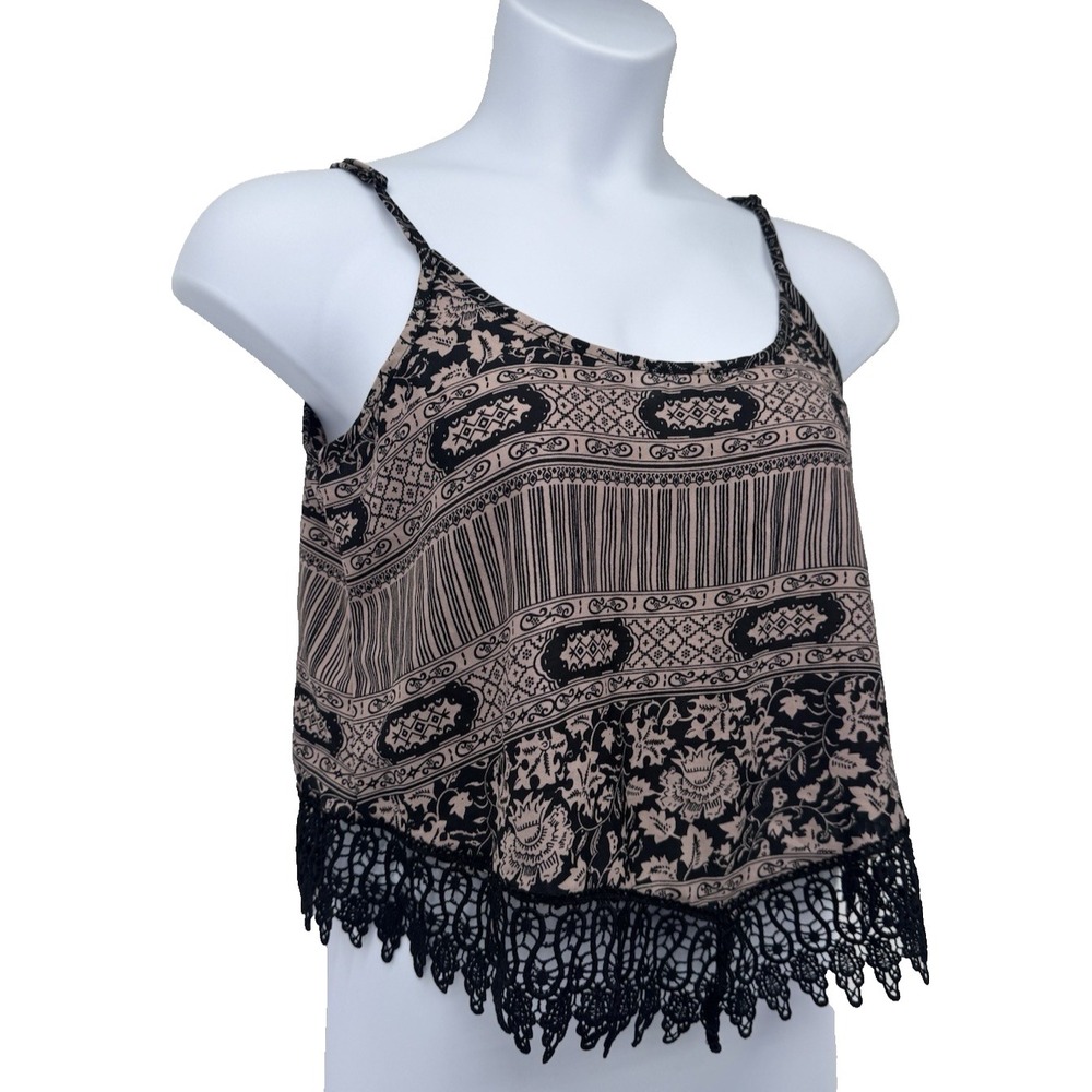 LA Hearts Tank crop top Lace Artsy Y2K Strappy Boho festival beach vacation L